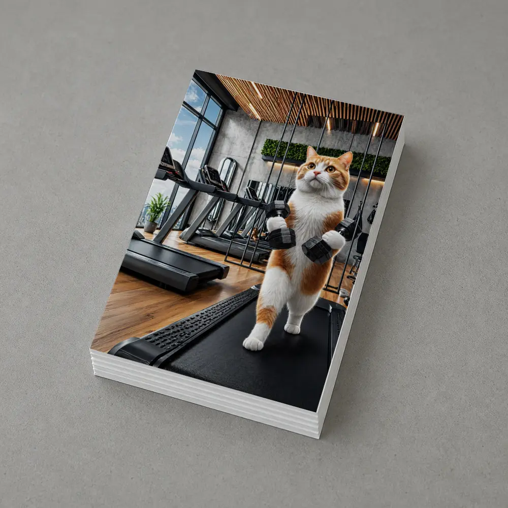 Orange Cat Lifting Dumbbells In Gym – Postcards