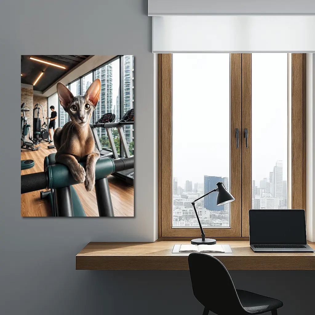 Oriental Shorthair Cat Relaxing in Gym – Wall Art
