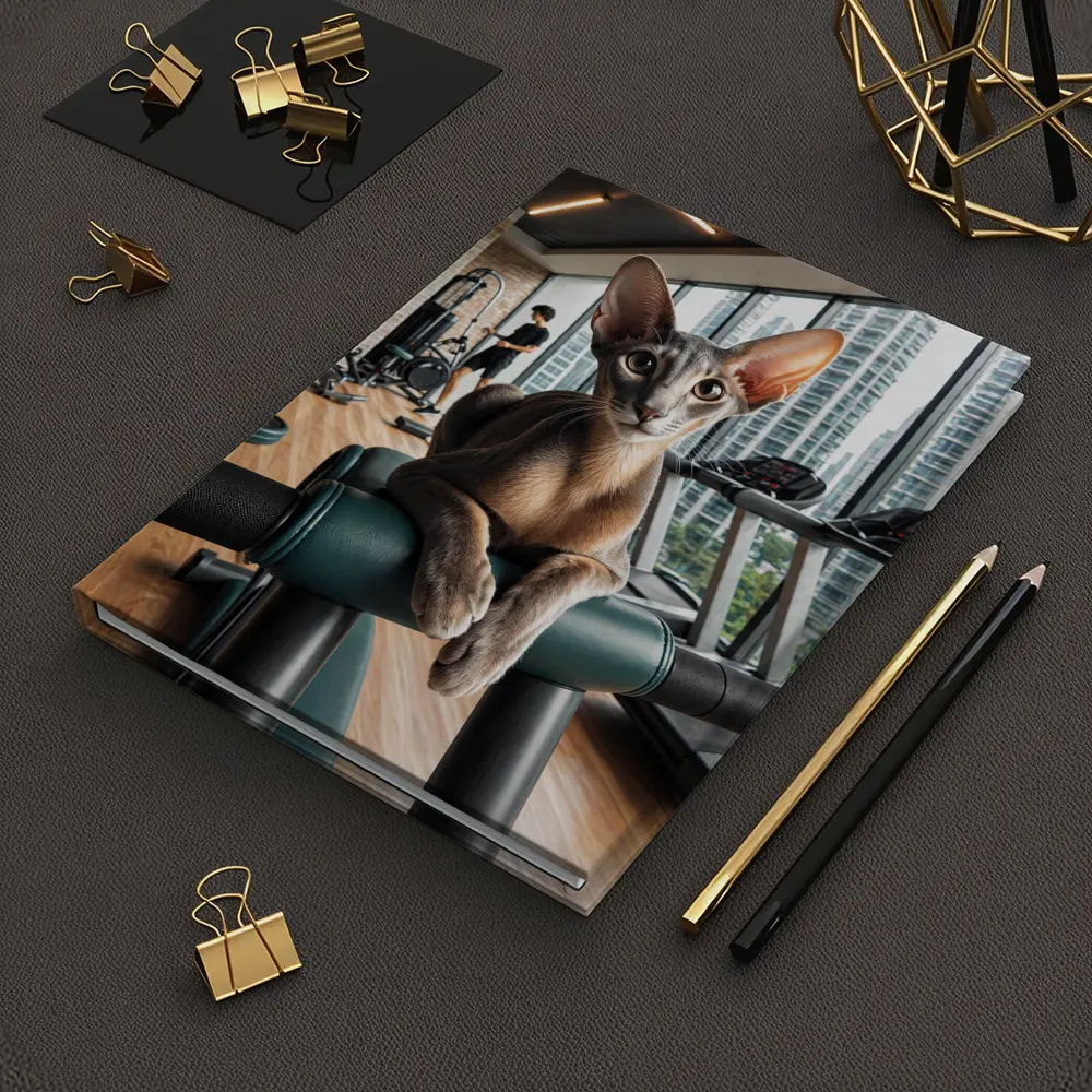 Oriental Shorthair Cat Relaxing in Gym – Notebooks