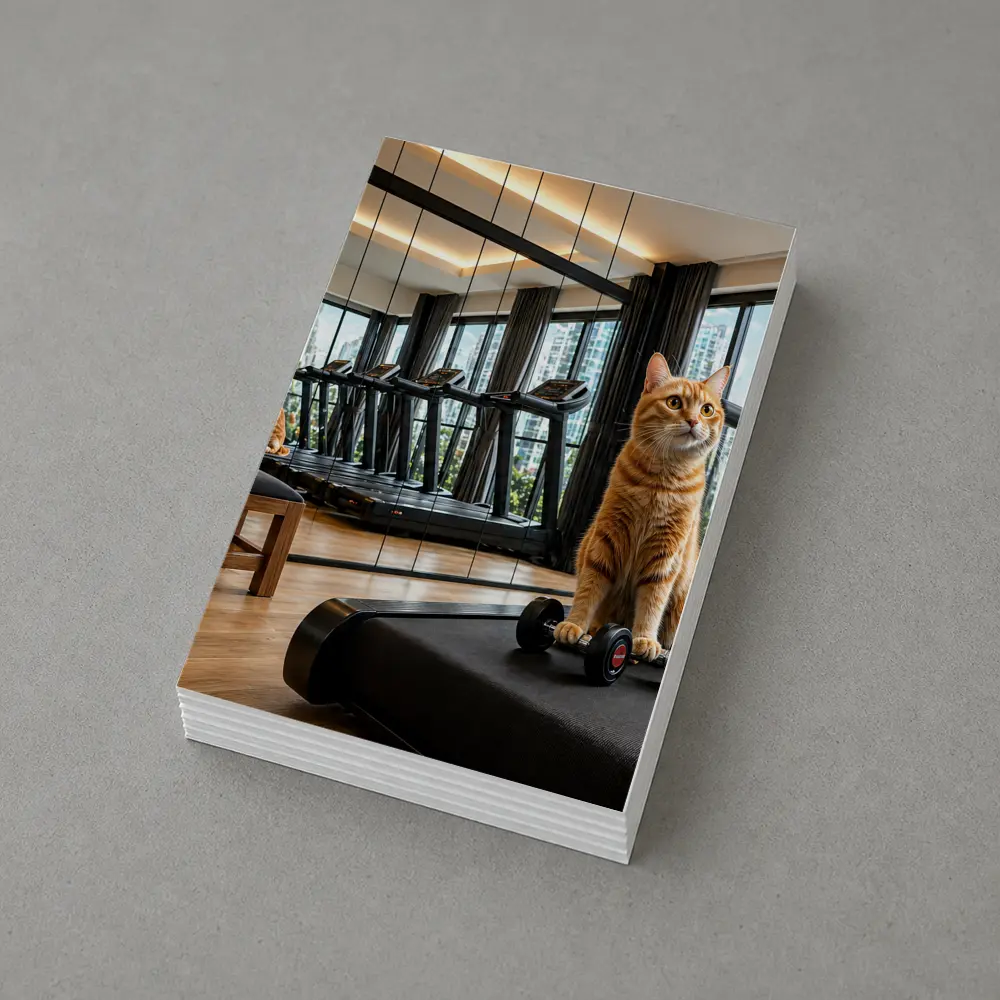 Orange Cat Sitting on Treadmill Modern Gym – Postcards