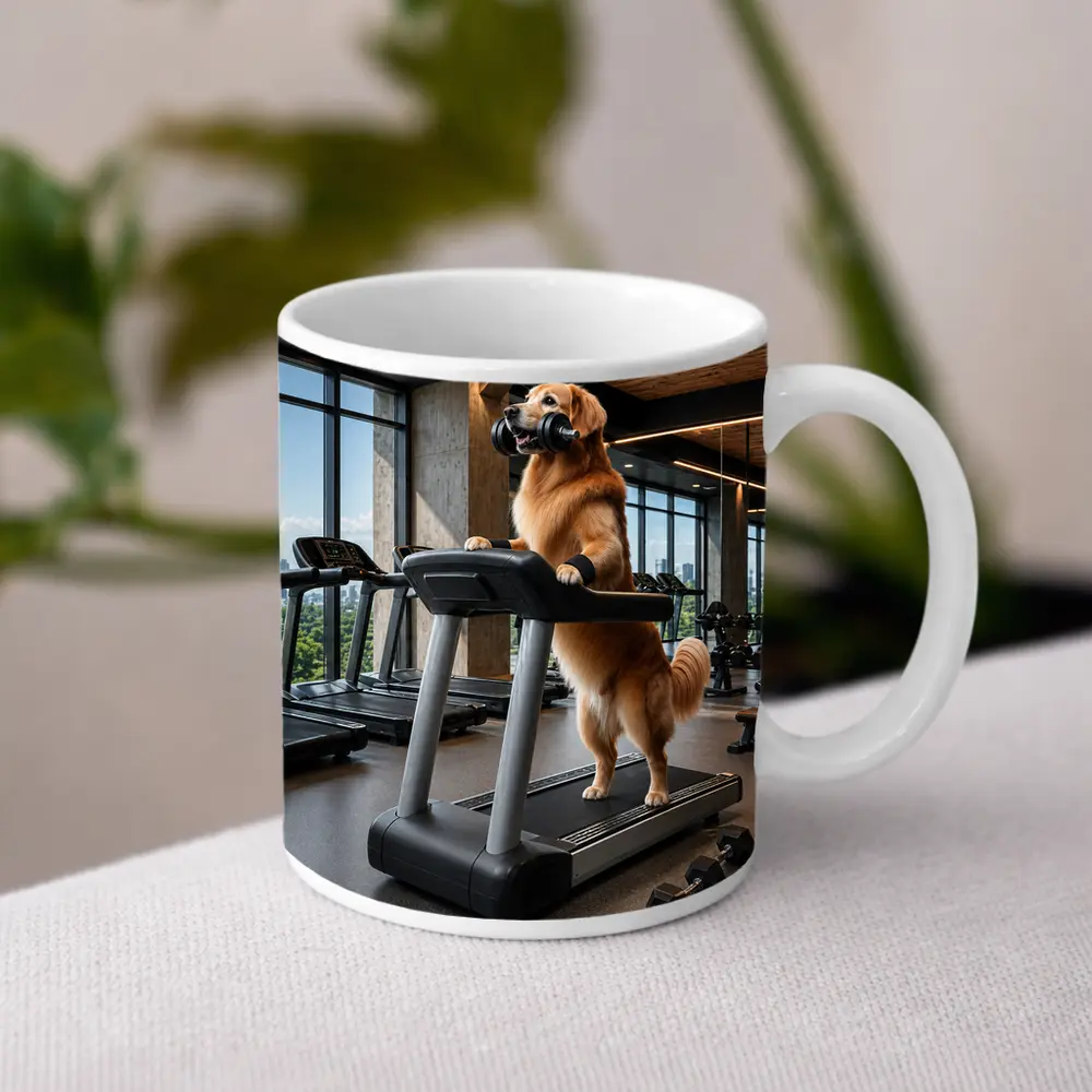 Golden Retriever Working Out In Gym – Mugs