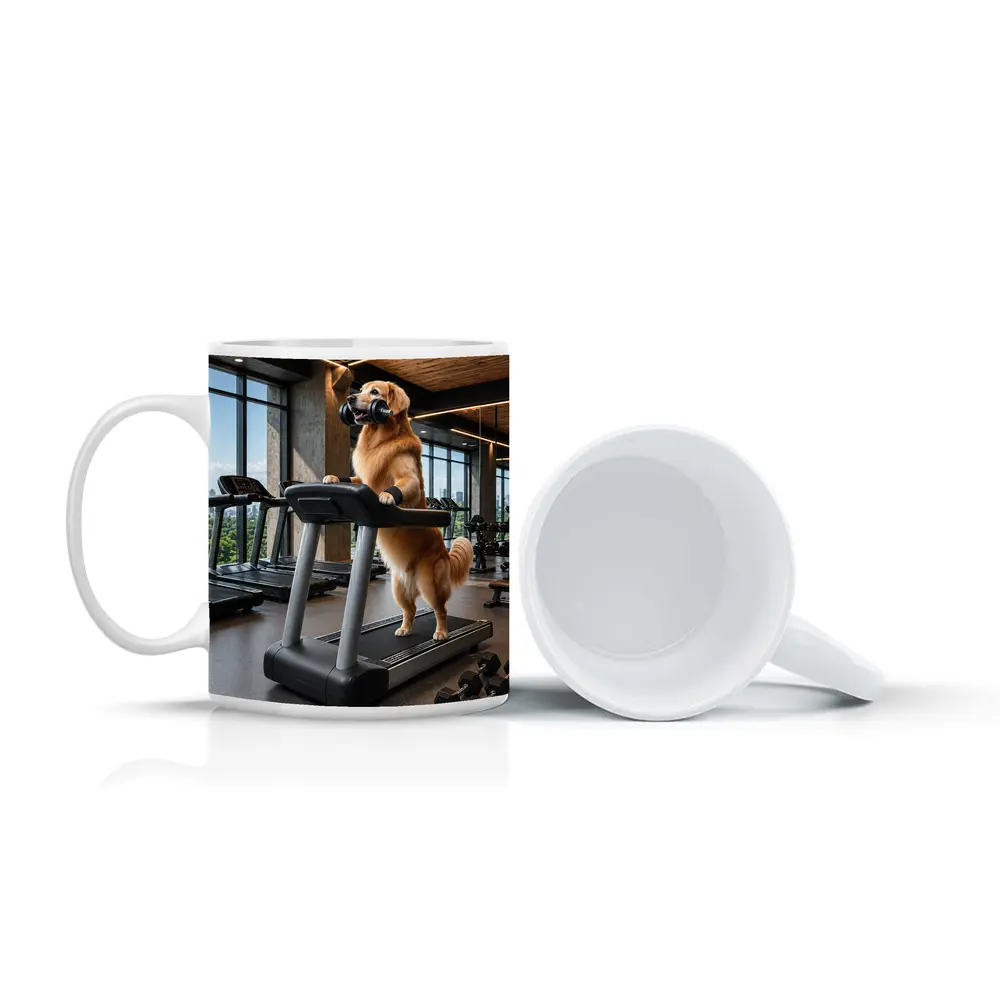 Golden Retriever Working Out In Gym – Mugs