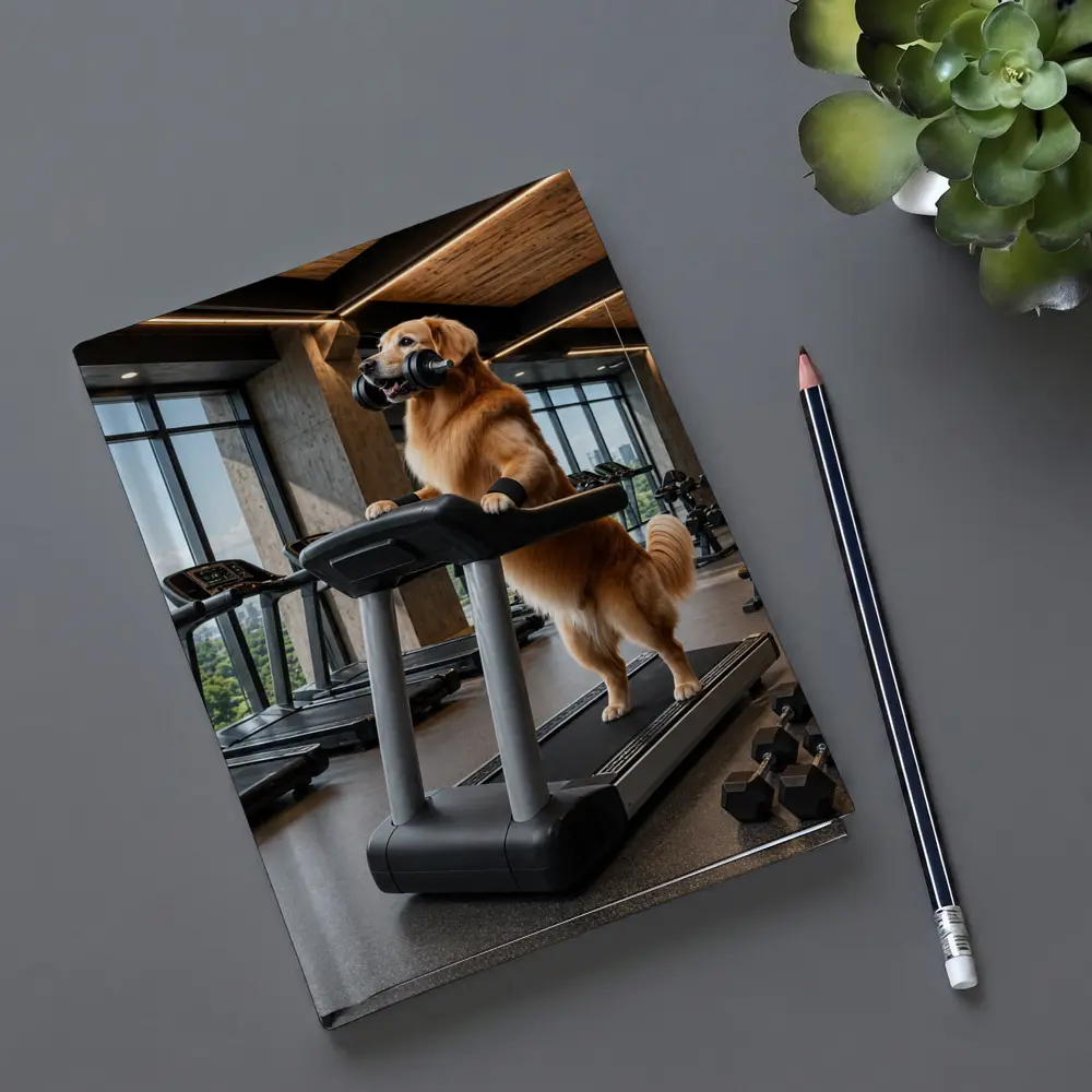 Golden Retriever Working Out In Gym – Notebooks