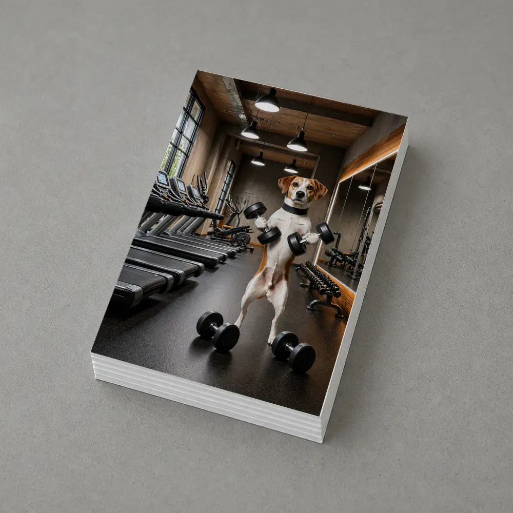 Beagle Lifting Dumbbells In Modern Gym – Postcards