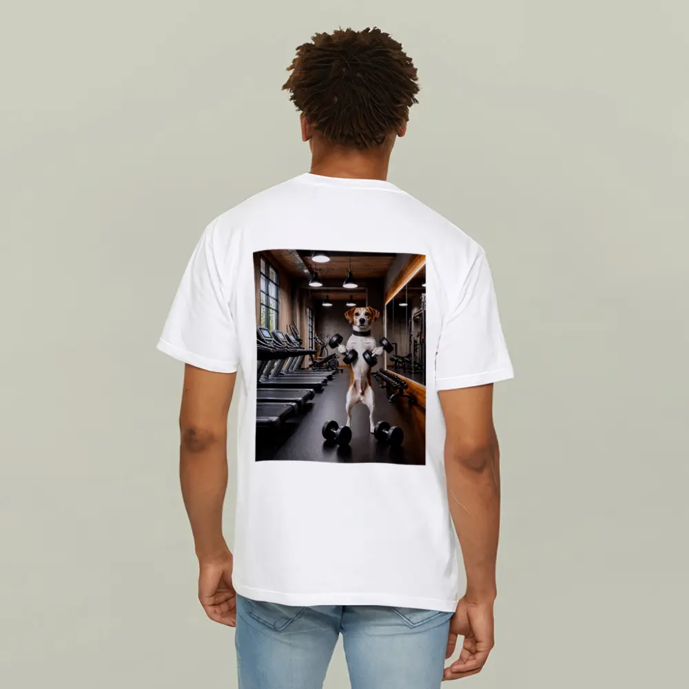 Beagle Lifting Dumbbells In Modern Gym – T-Shirts