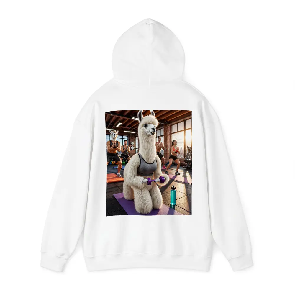 Llama Lifting Weights In Fitness Gym – Hoodies