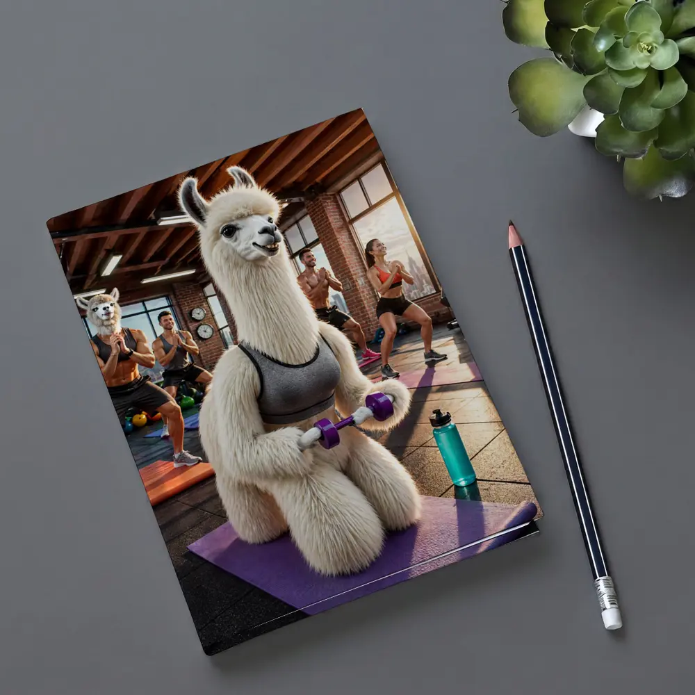 Llama Lifting Weights In Fitness Gym – Notebooks