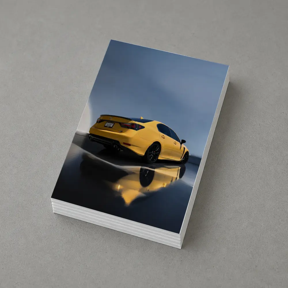 Lexus GS F Yellow Sedan Studio Shot – Postcards