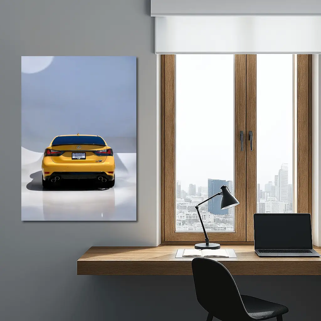 Lexus GS F Flare Yellow Rear Studio – Wall Art