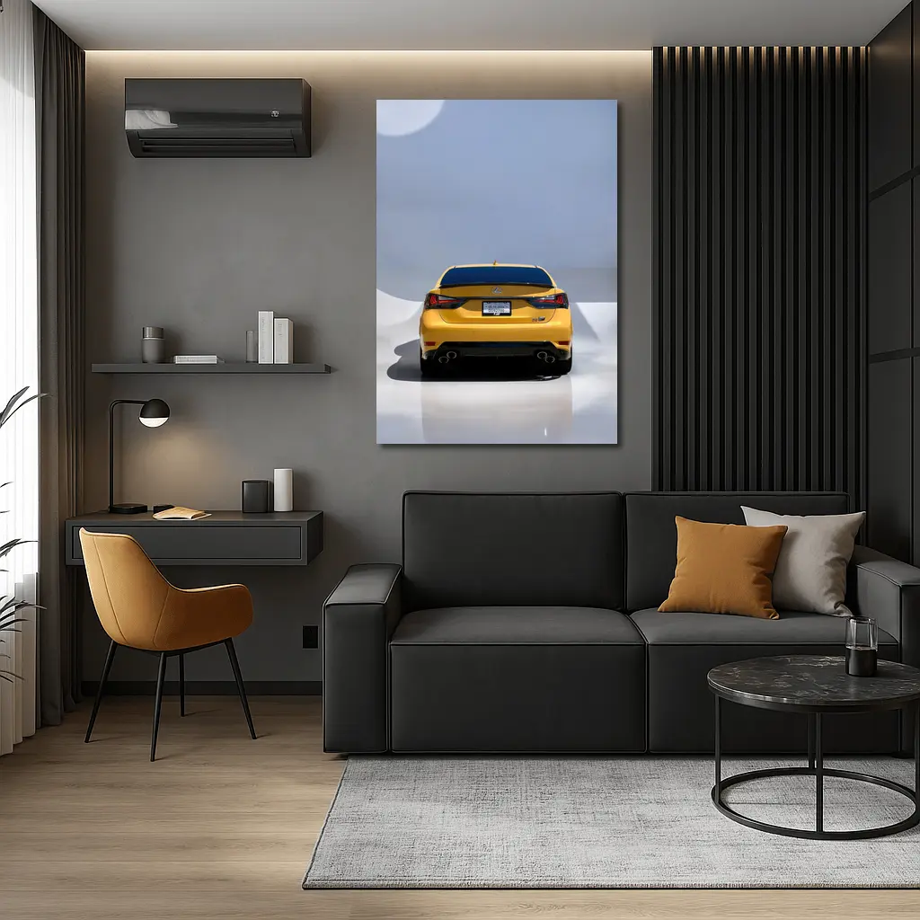 Lexus GS F Flare Yellow Rear Studio – Wall Art