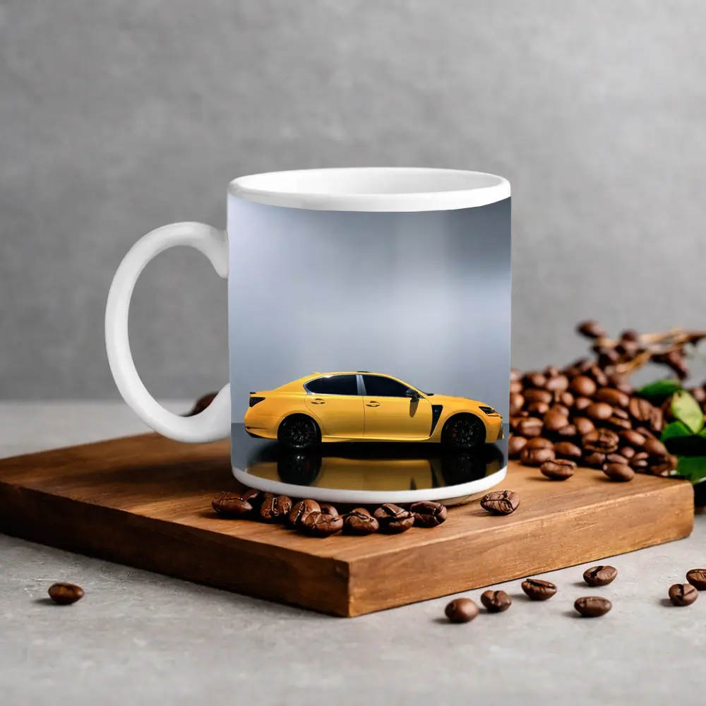 Lexus GS F Yellow Studio Reflective Background – Mugs