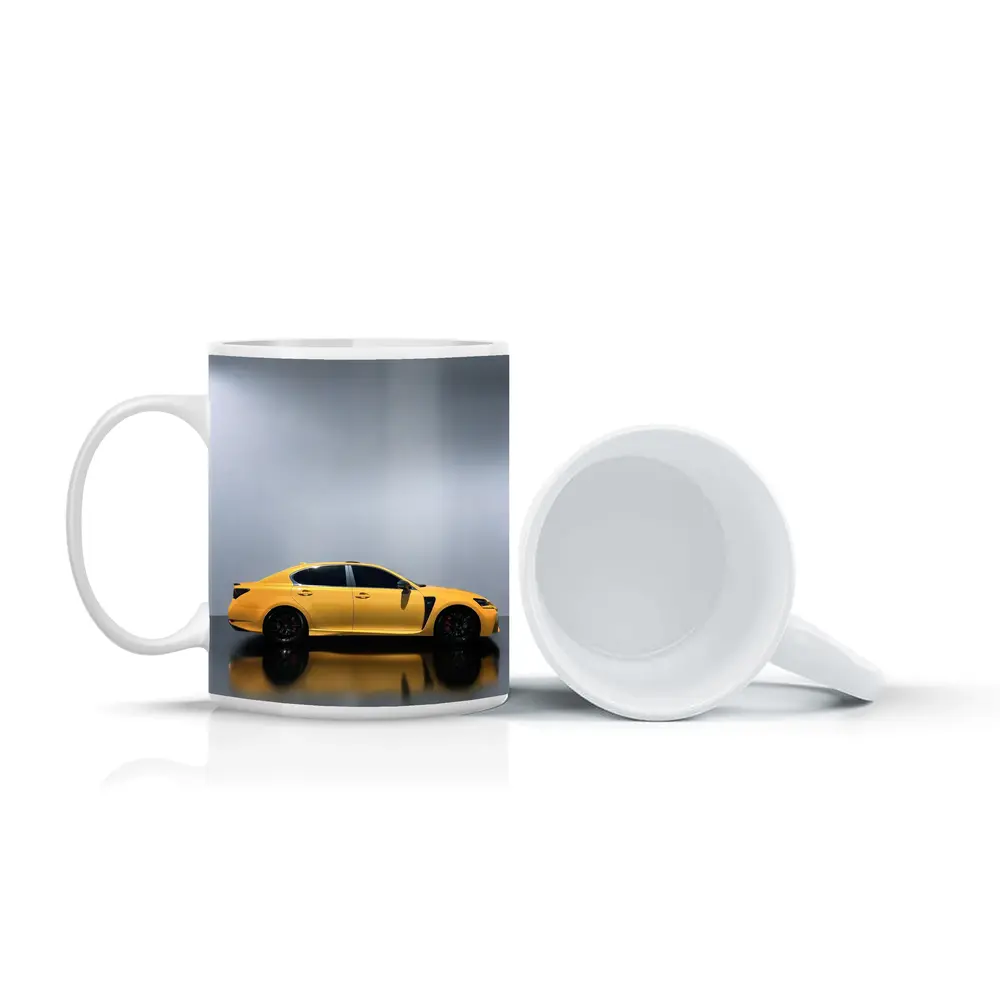 Lexus GS F Yellow Studio Reflective Background – Mugs