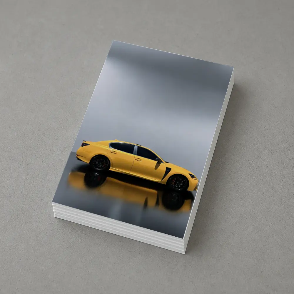 Lexus GS F Yellow Studio Reflective Background – Postcards