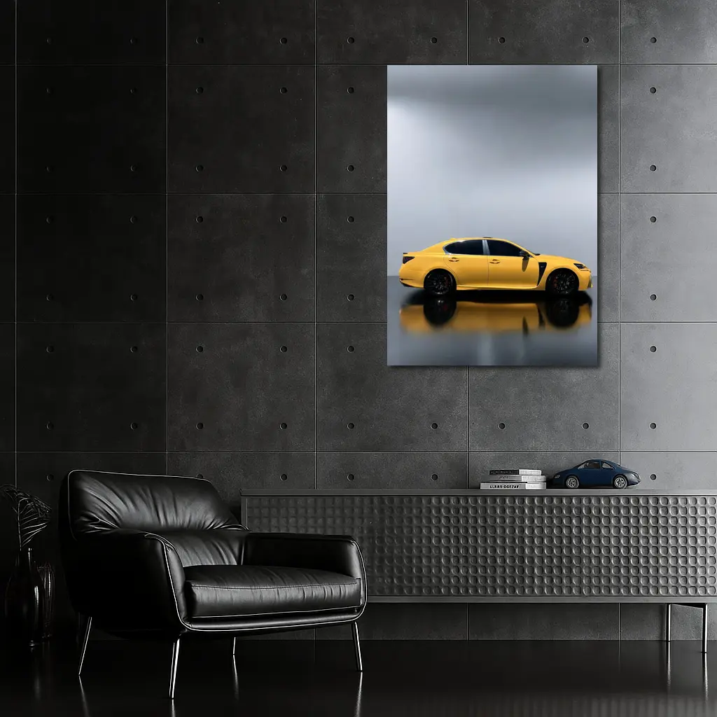 Lexus GS F Yellow Studio Reflective Background – Wall Art