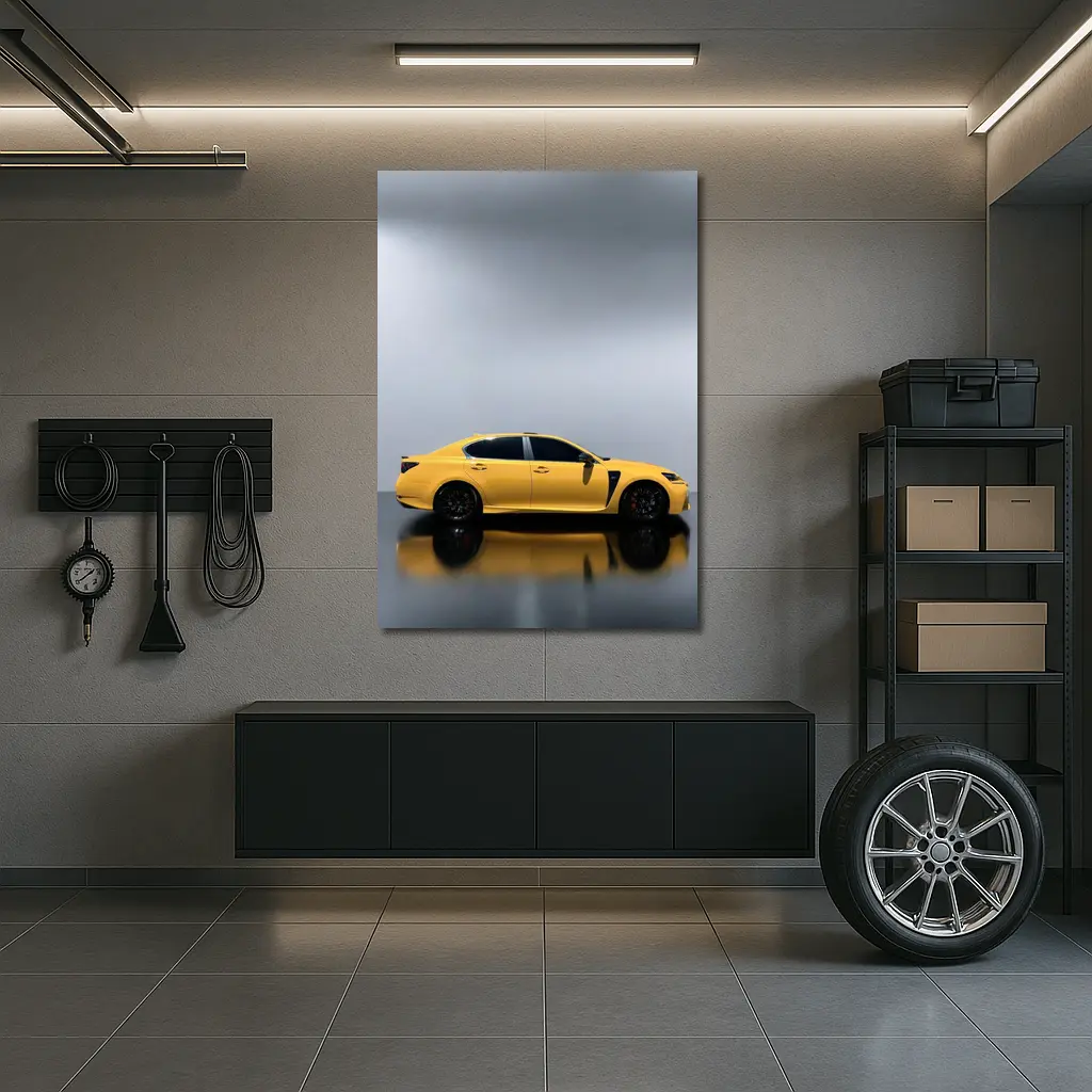 Lexus GS F Yellow Studio Reflective Background – Wall Art