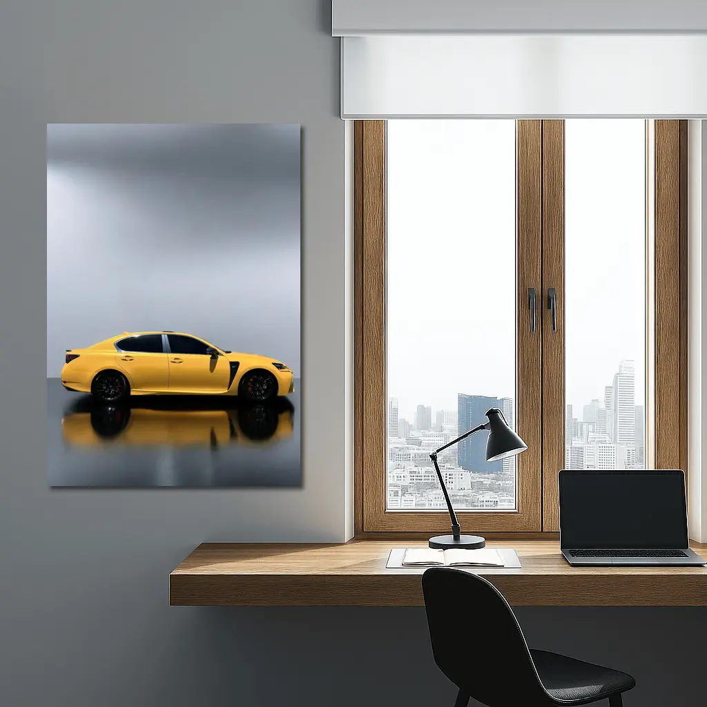 Lexus GS F Yellow Studio Reflective Background – Wall Art