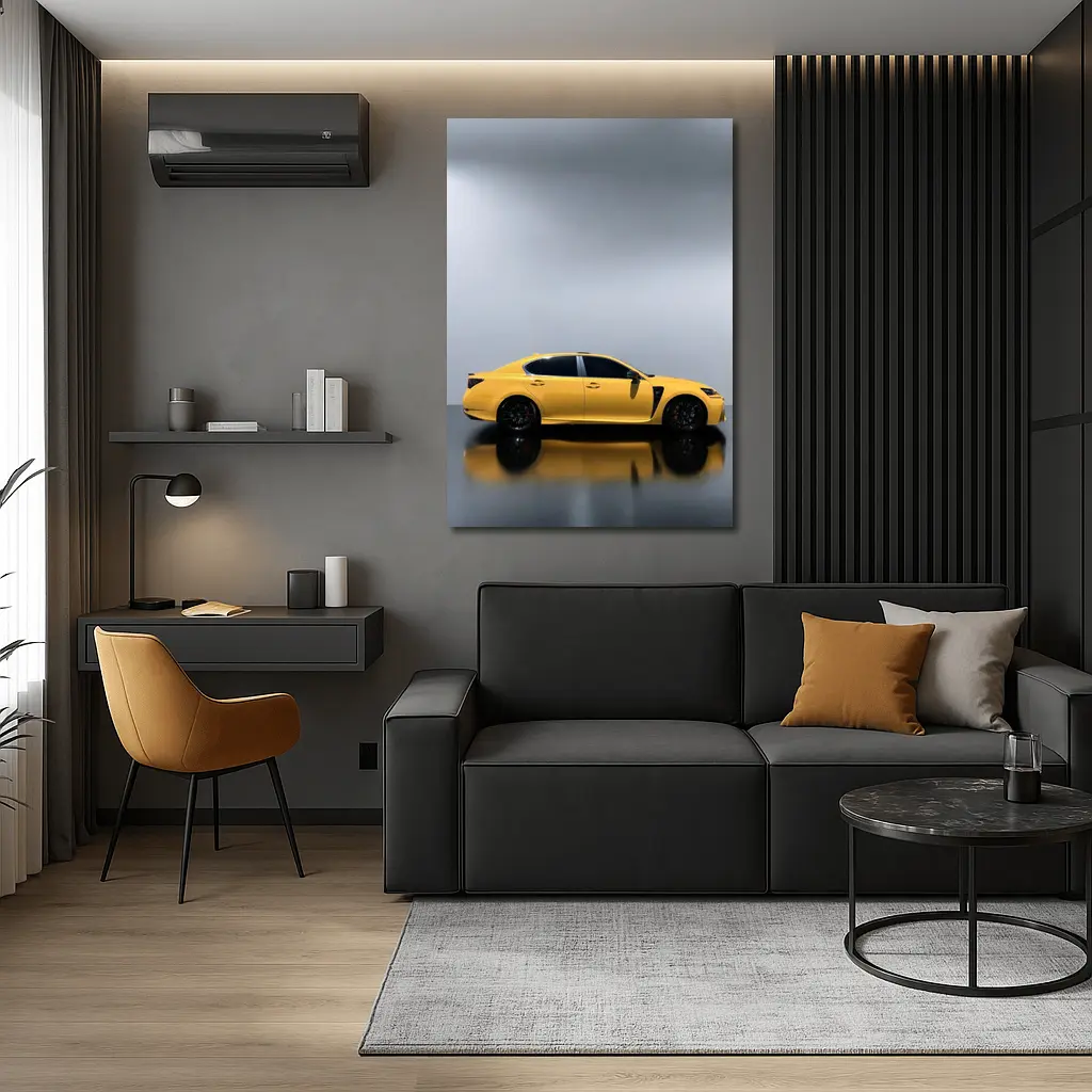 Lexus GS F Yellow Studio Reflective Background – Wall Art
