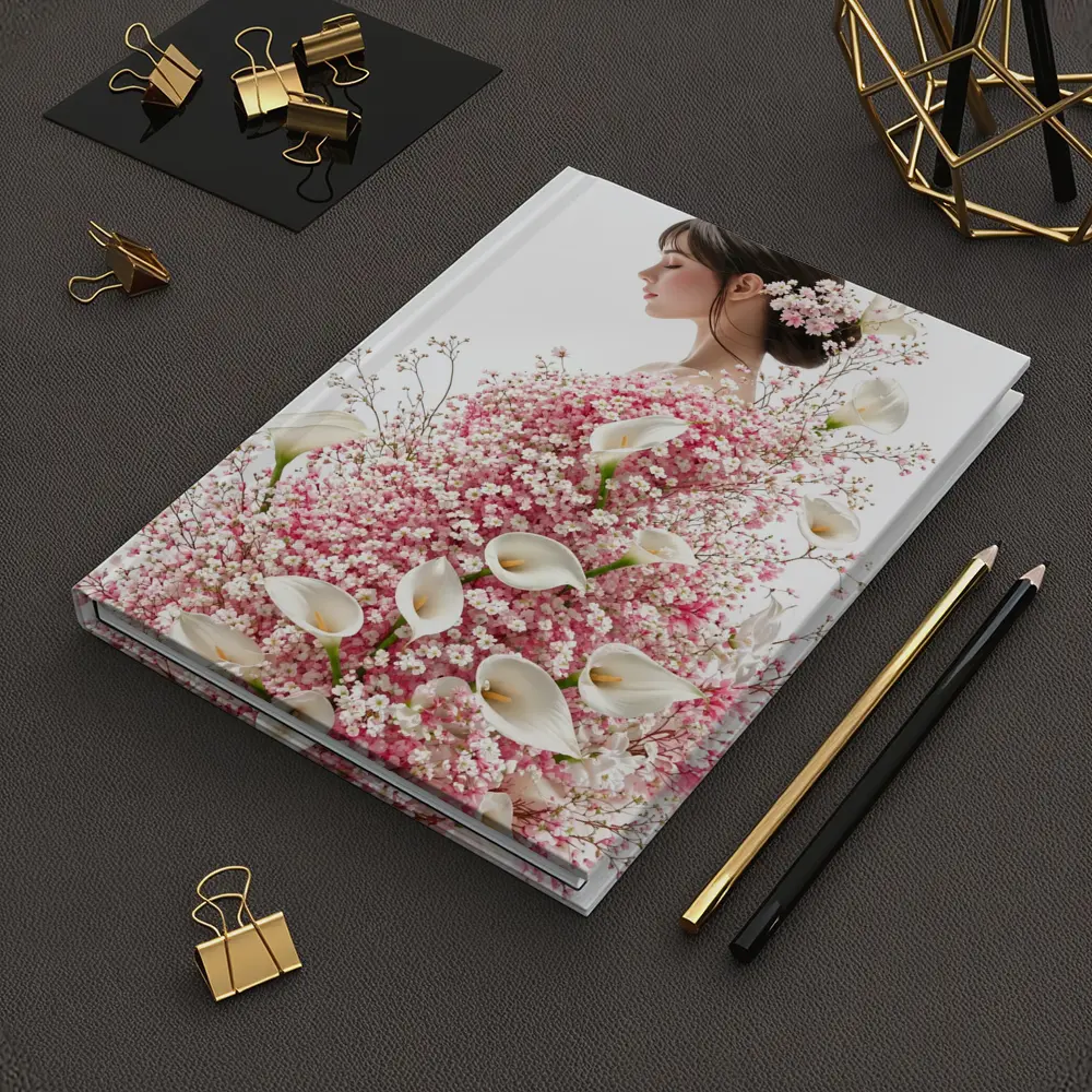 Woman Silhouette Pink Calla Lily Floral Art – Notebooks