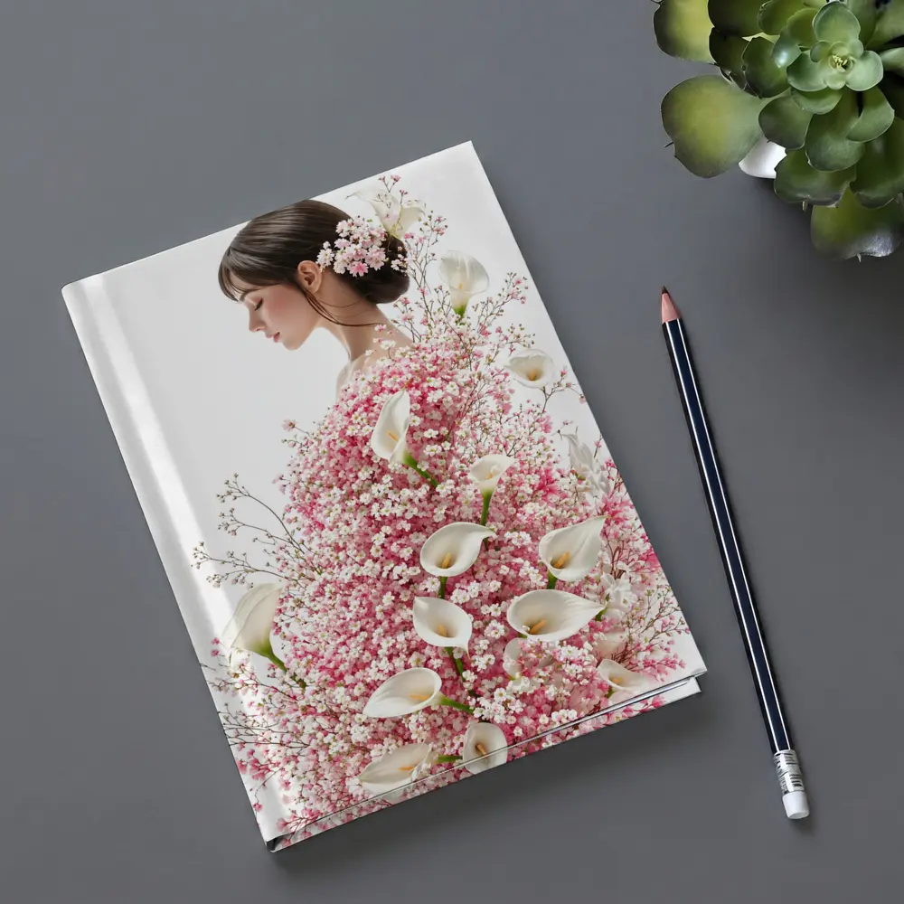 Woman Silhouette Pink Calla Lily Floral Art – Notebooks
