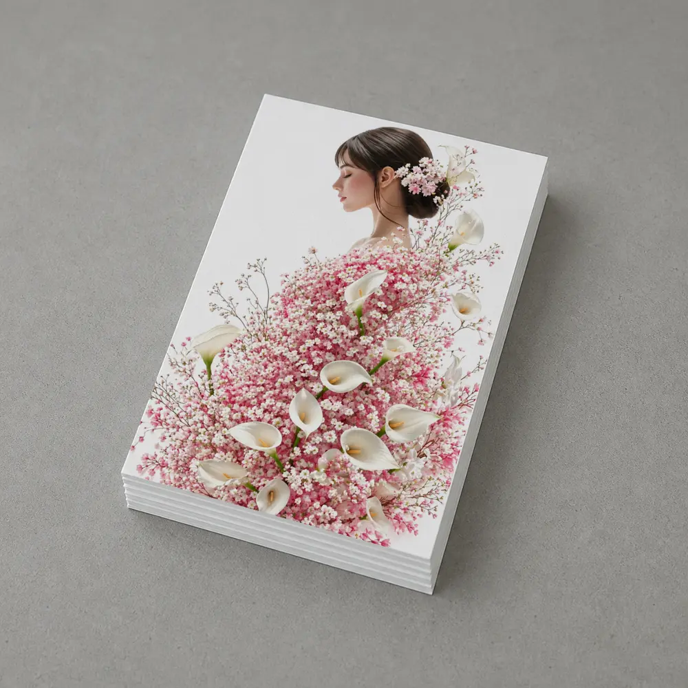 Woman Silhouette Pink Calla Lily Floral Art – Postcards