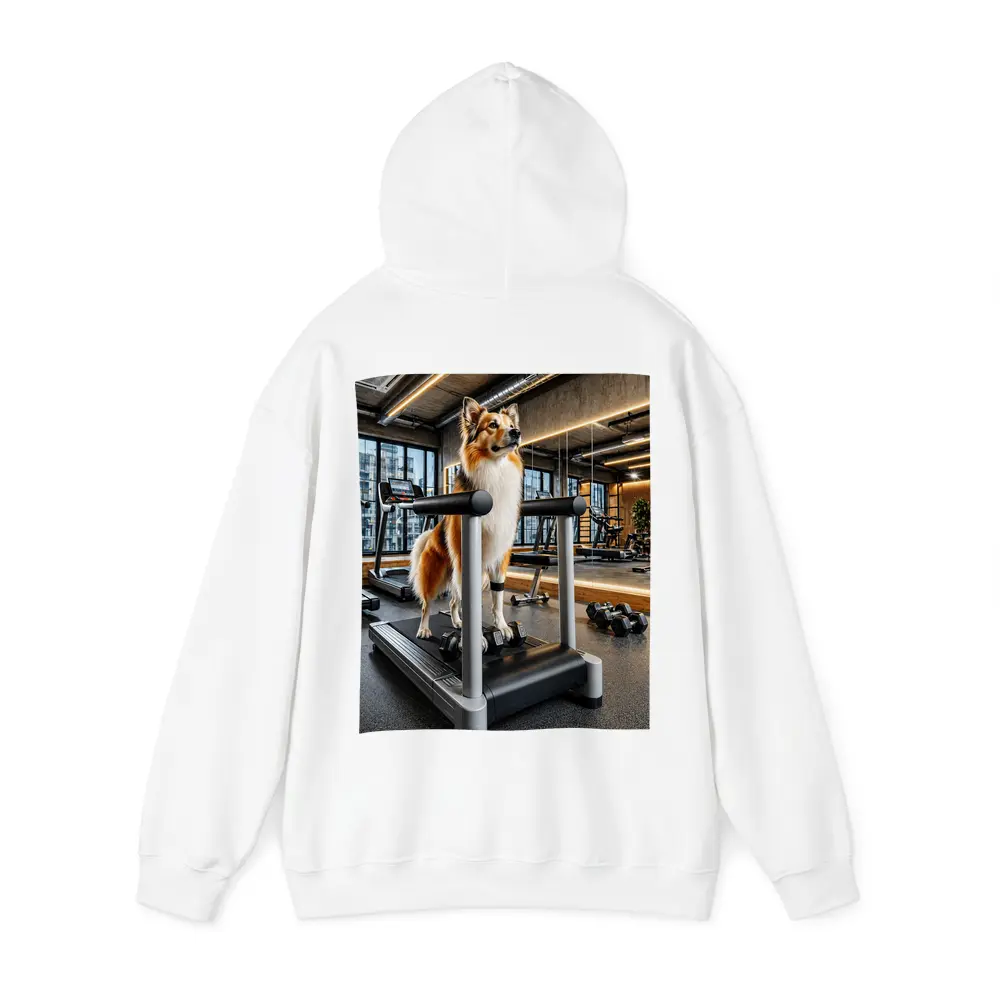 Collie Dog Standing on Gym Treadmill – Hoodies