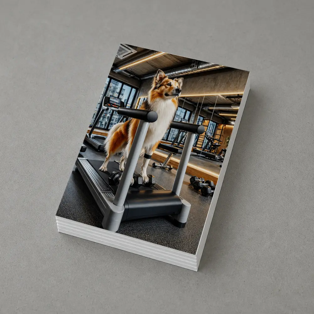 Collie Dog Standing on Gym Treadmill – Postcards