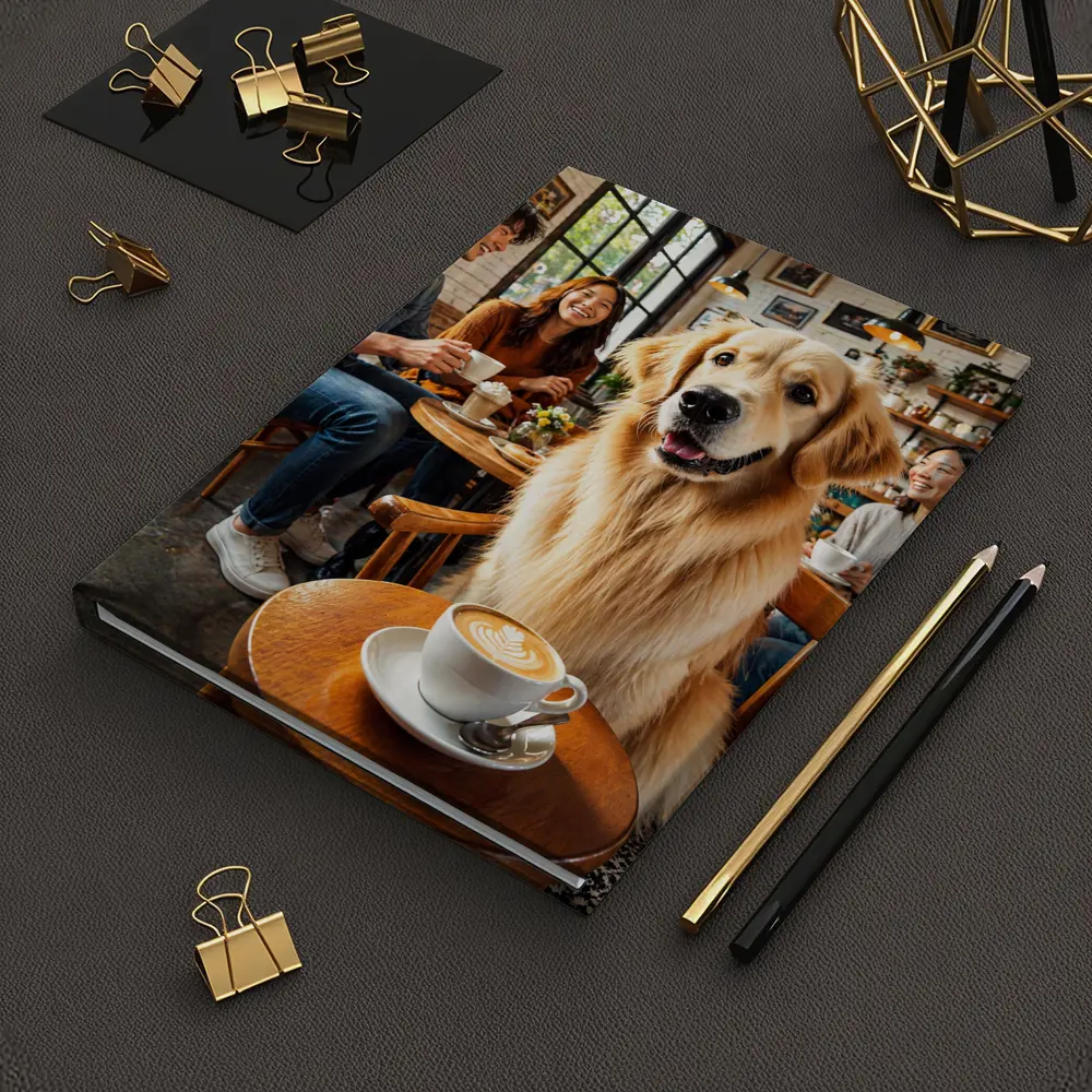 Golden Retriever Dog Relaxing in Coffee Shop – Notebooks