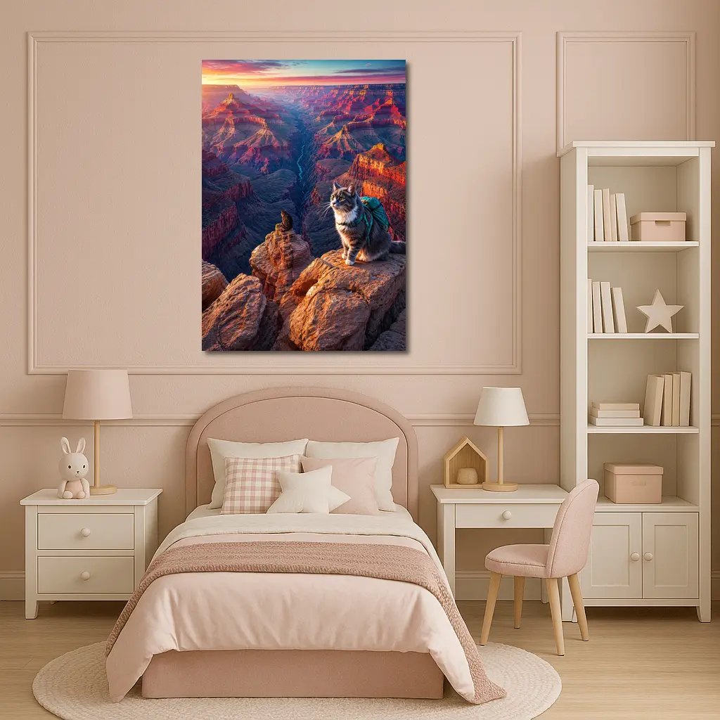 Tabby Cat Hiking Grand Canyon Sunset – Wall Art