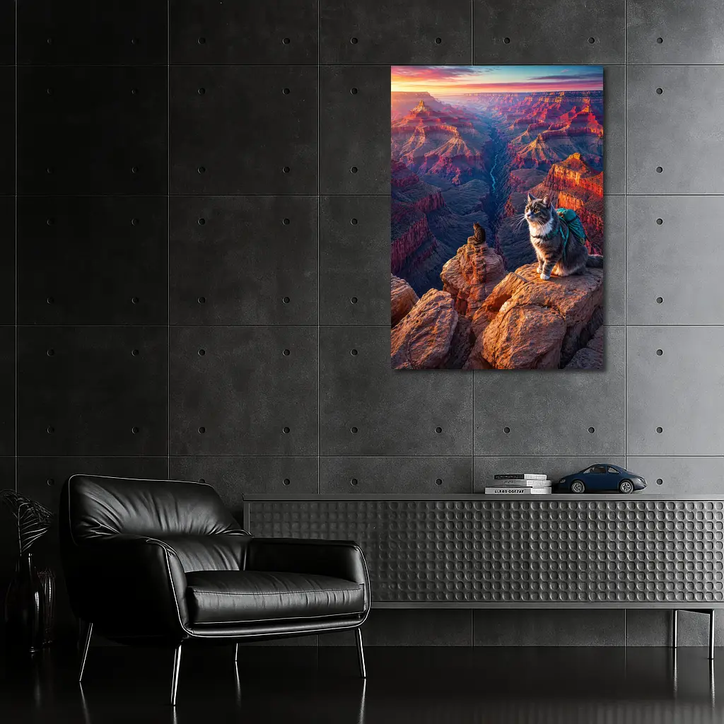 Tabby Cat Hiking Grand Canyon Sunset – Wall Art