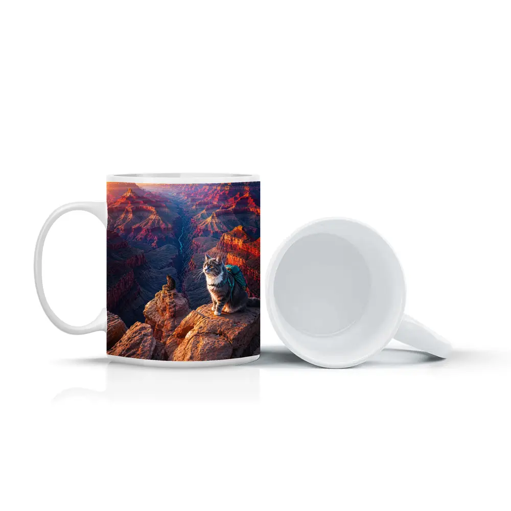 Tabby Cat Hiking Grand Canyon Sunset – Mugs