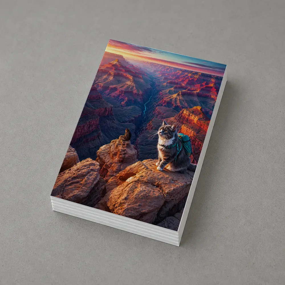 Tabby Cat Hiking Grand Canyon Sunset – Postcards