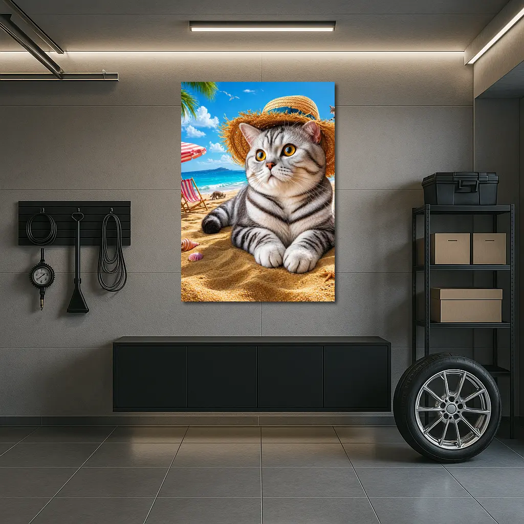 American Shorthair Cat Beach Summer Straw Hat – Wall Art