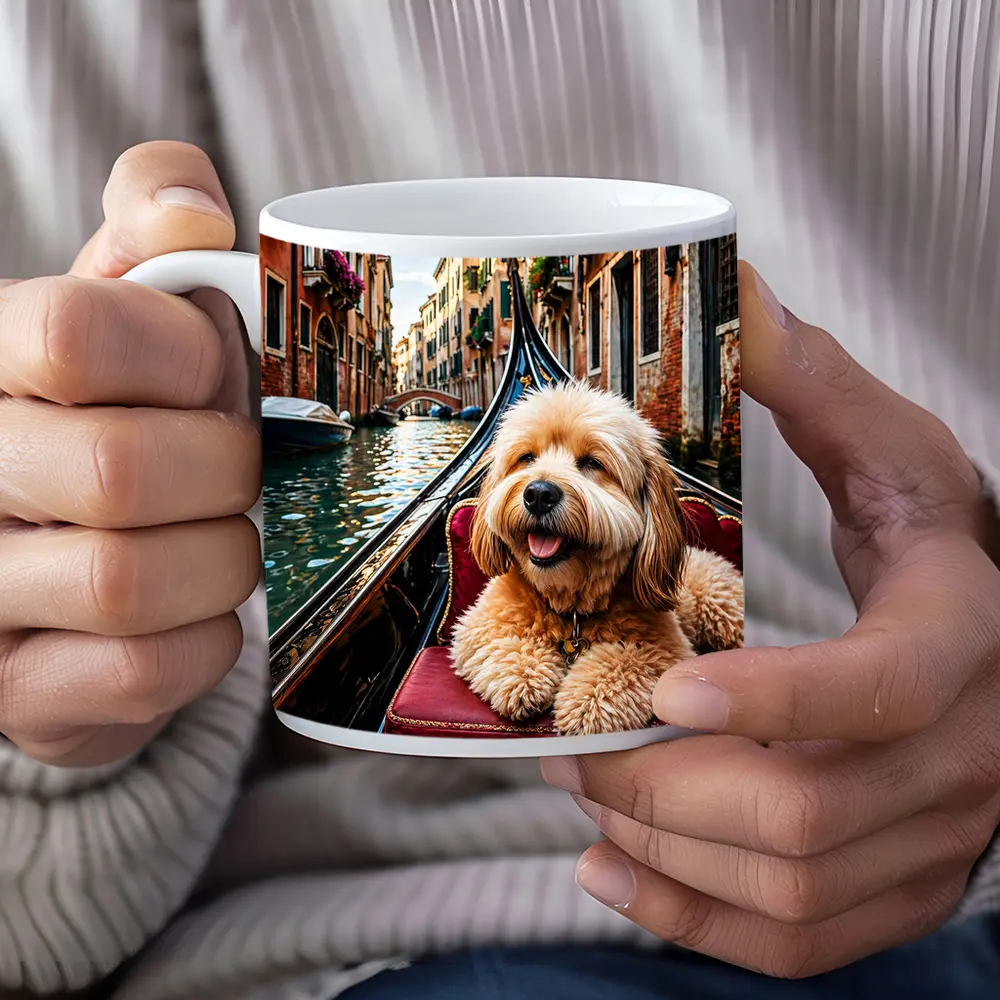 Goldendoodle Dog Riding Gondola Venice Canal – Mugs