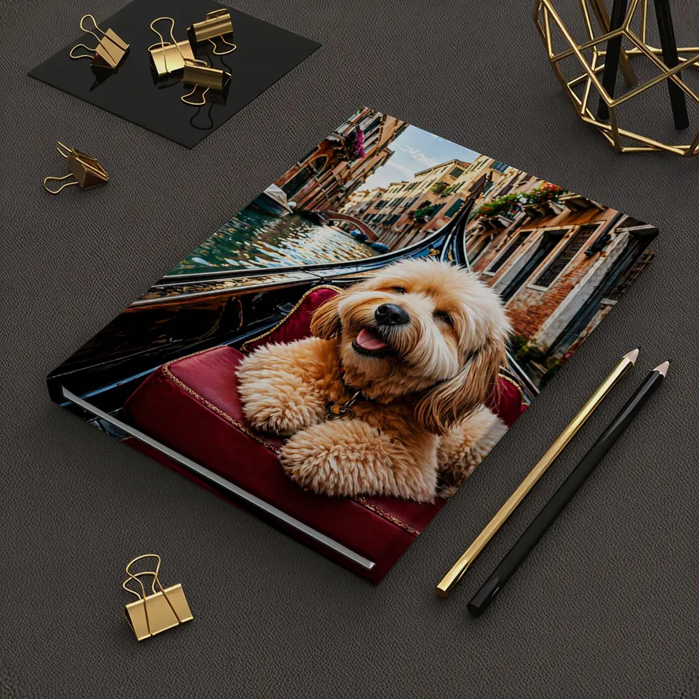 Goldendoodle Dog Riding Gondola Venice Canal – Notebooks