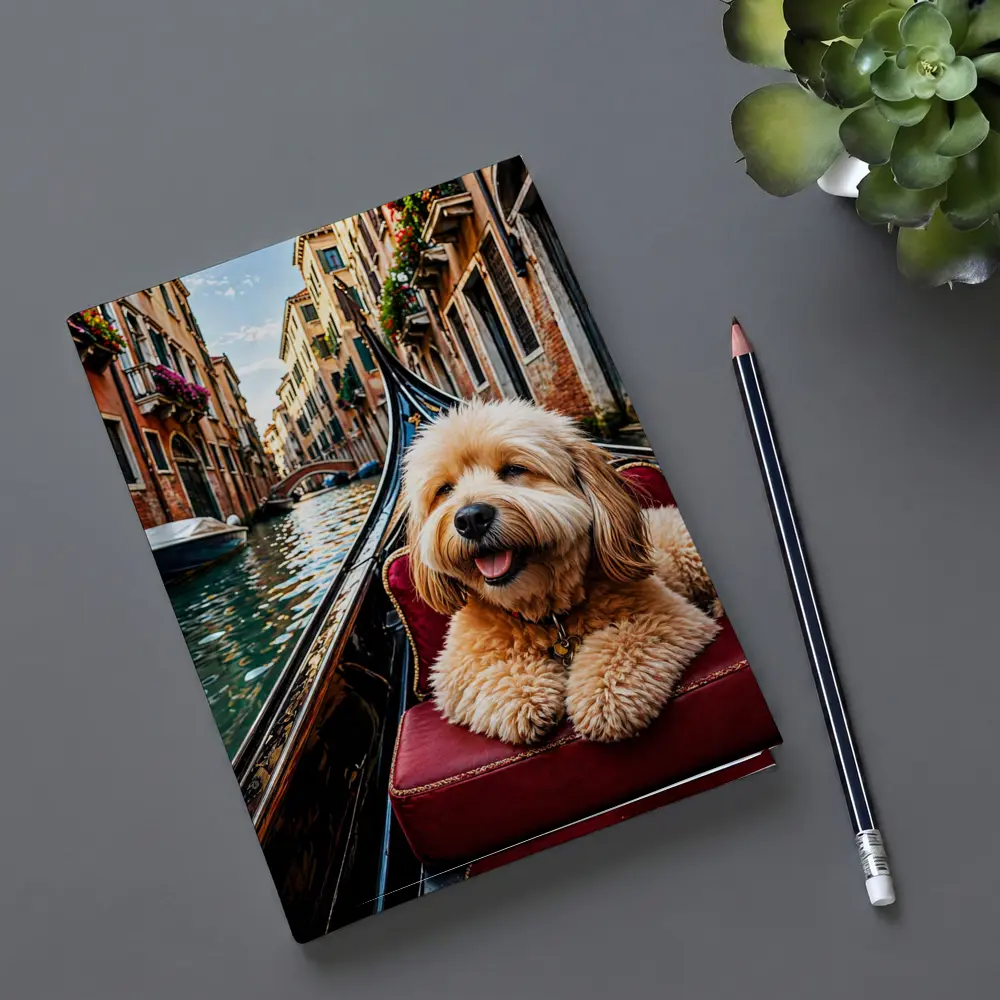 Goldendoodle Dog Riding Gondola Venice Canal – Notebooks
