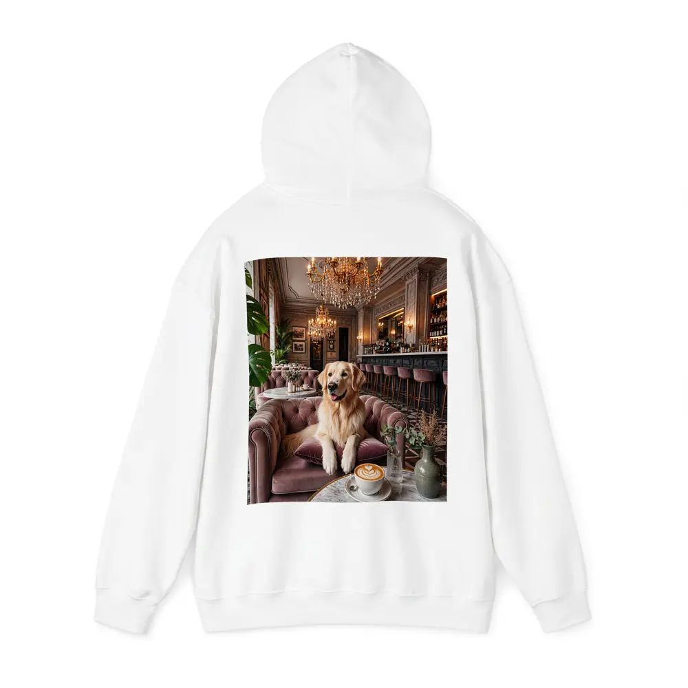 Golden Retriever Relaxing in Elegant Cafe – Hoodies