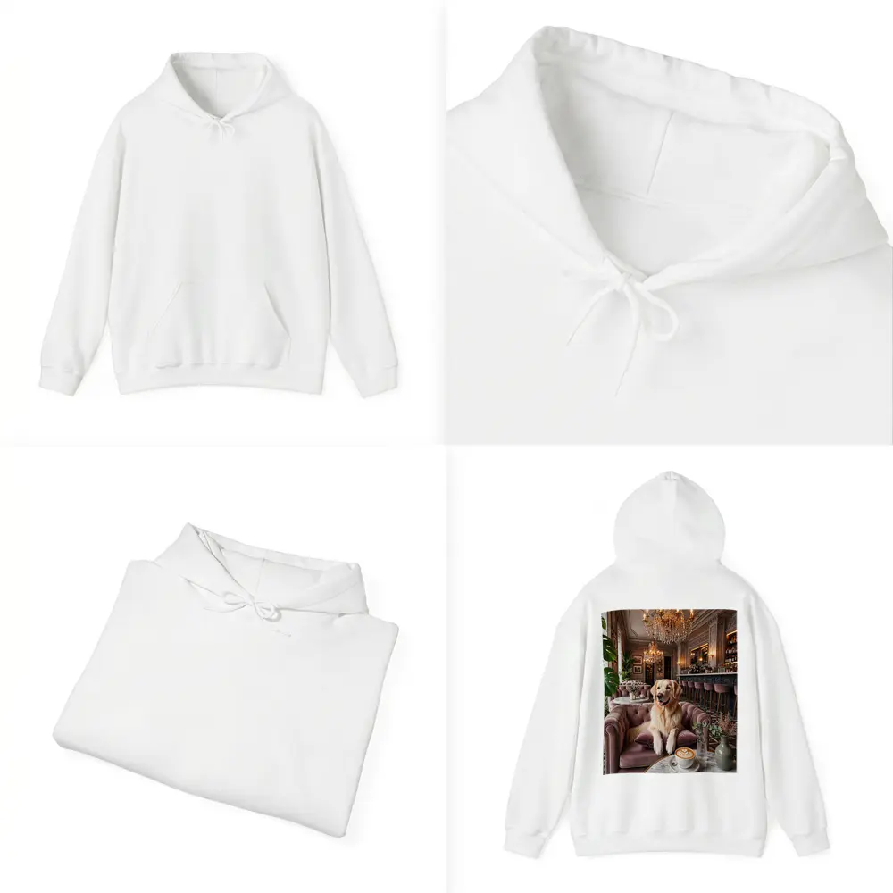 Golden Retriever Relaxing in Elegant Cafe – Hoodies
