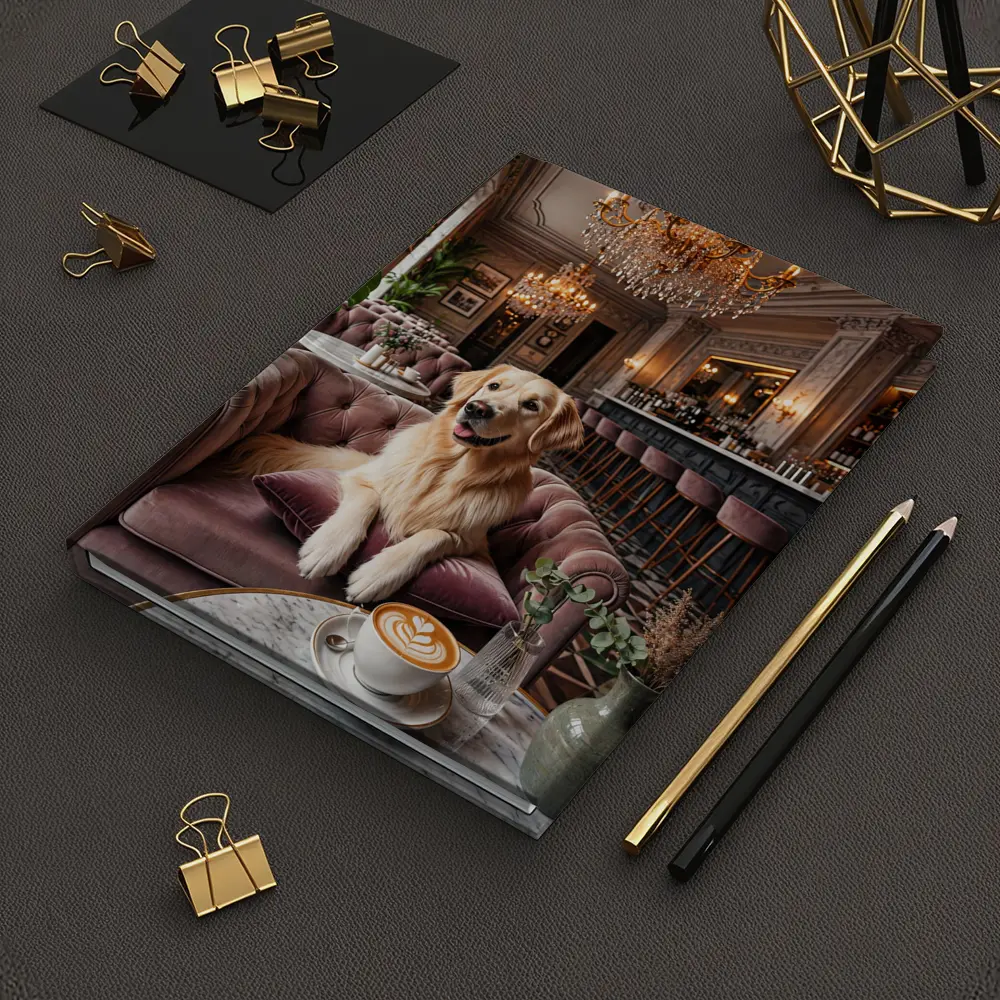 Golden Retriever Relaxing in Elegant Cafe – Notebooks