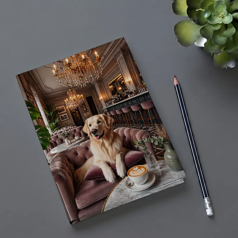 Golden Retriever Relaxing in Elegant Cafe – Notebooks