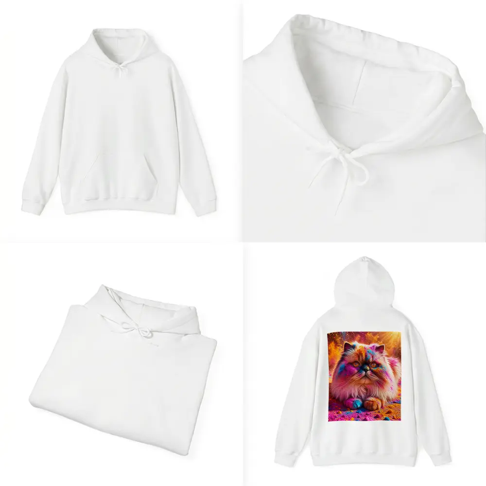 Himalayan Cat Covered in Colorful Holi Powder – Hoodies
