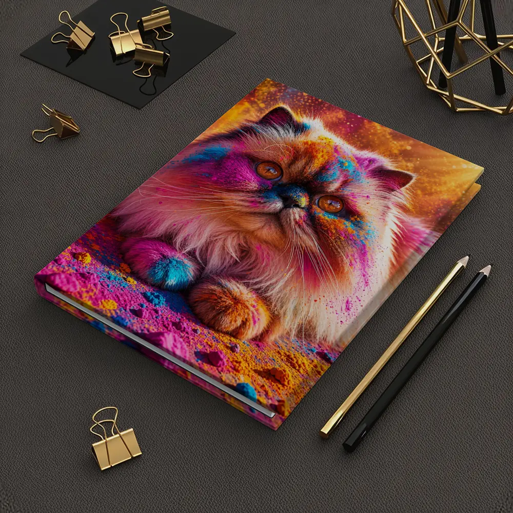 Himalayan Cat Covered in Colorful Holi Powder – Notebooks