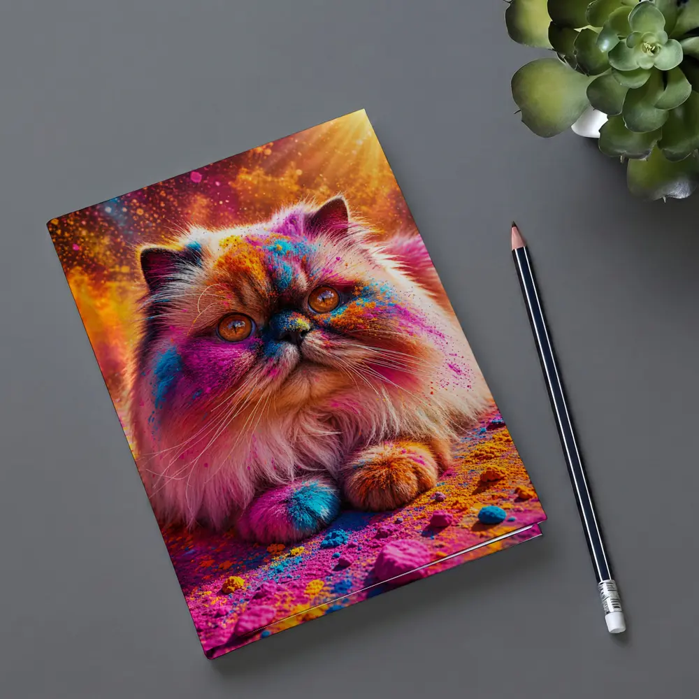 Himalayan Cat Covered in Colorful Holi Powder – Notebooks
