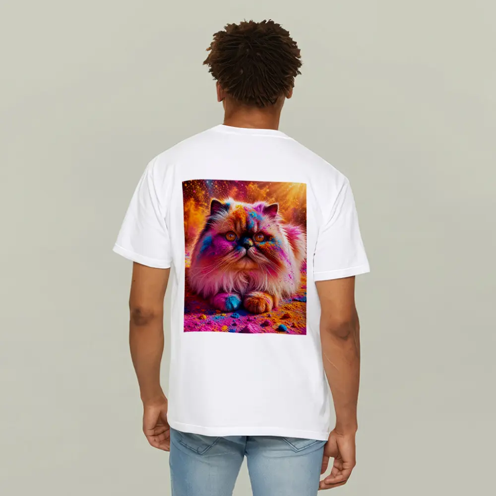 Himalayan Cat Covered in Colorful Holi Powder – T-Shirts