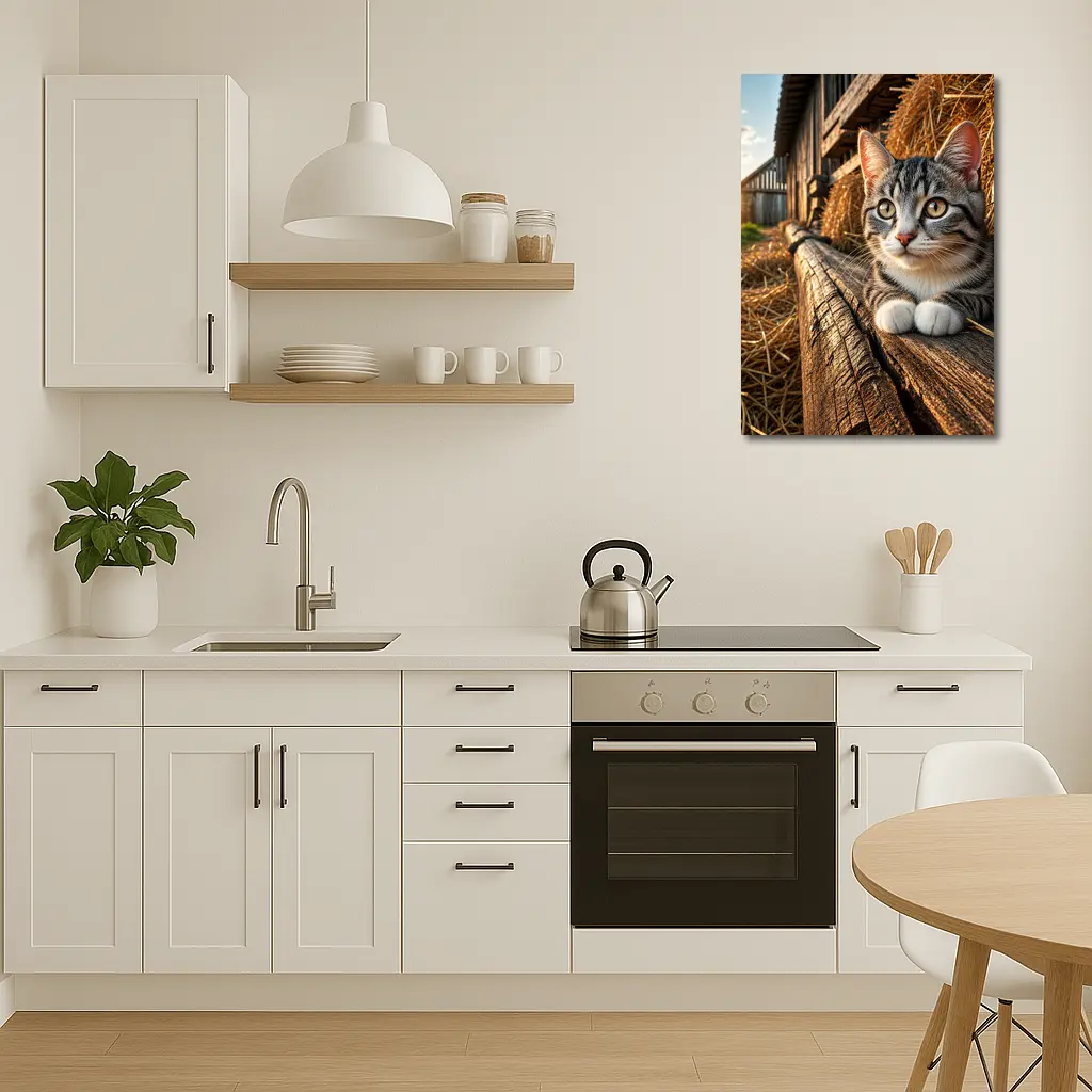 Tabby Cat Resting on Barn Wood – Wall Art