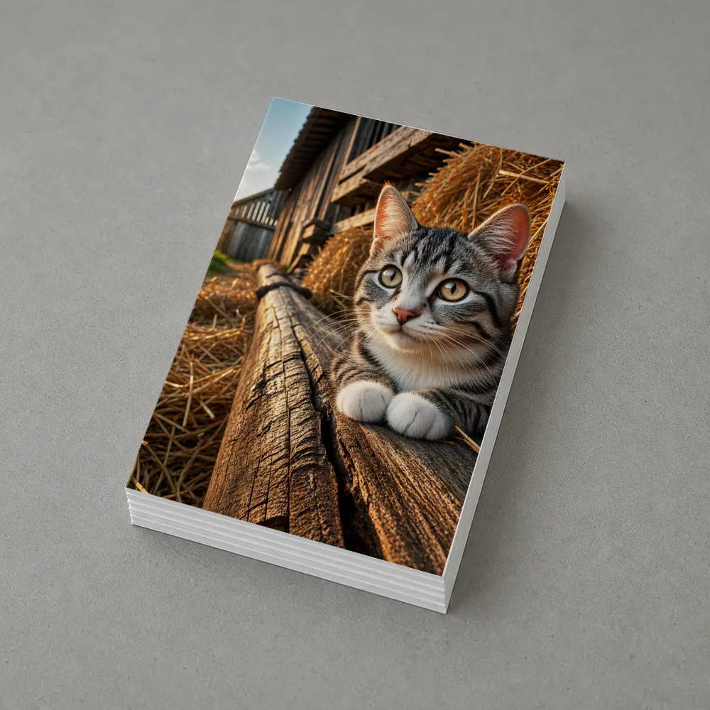 Tabby Cat Resting on Barn Wood – Postcards