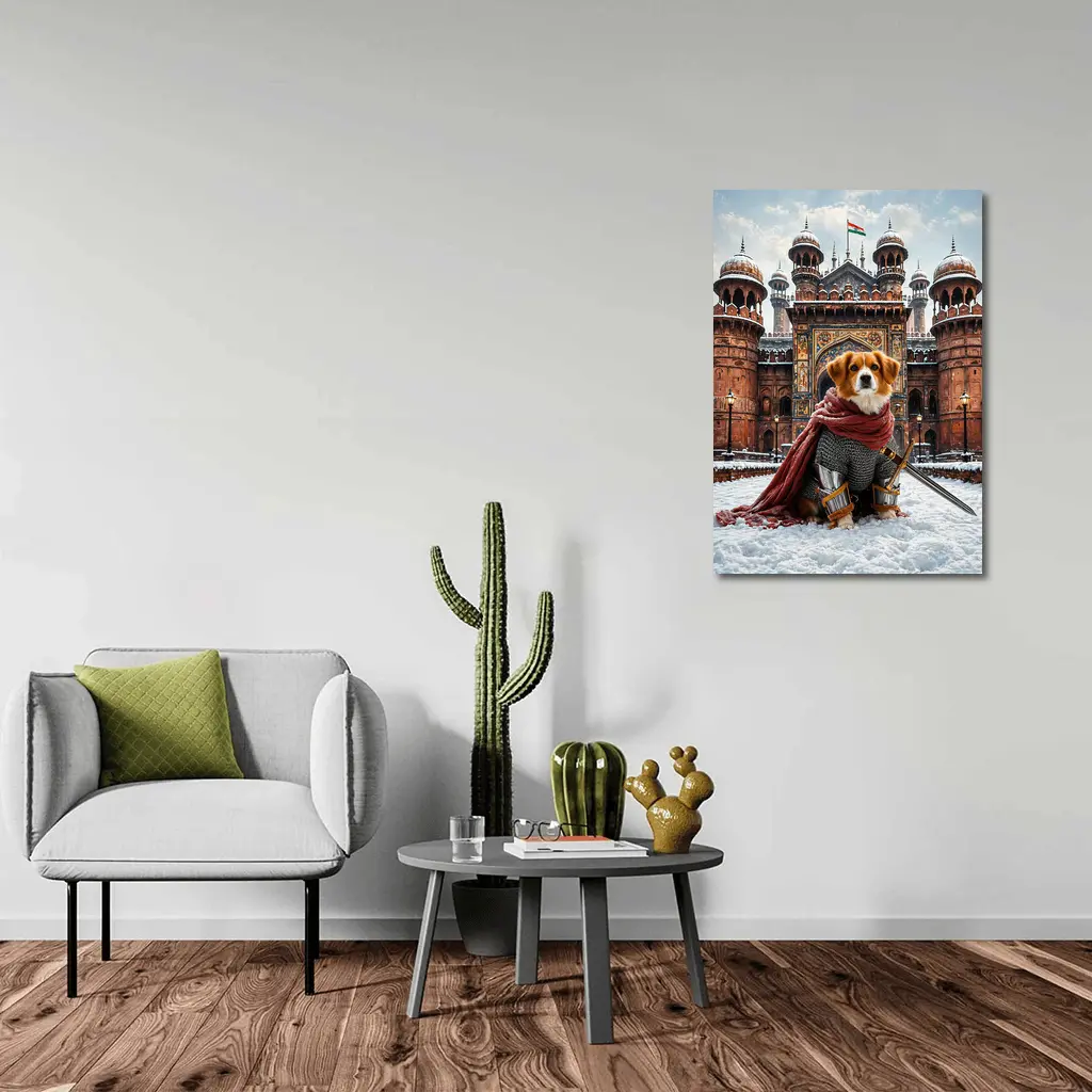 Knight Dog Warrior Indian Palace Winter Scene – Wall Art
