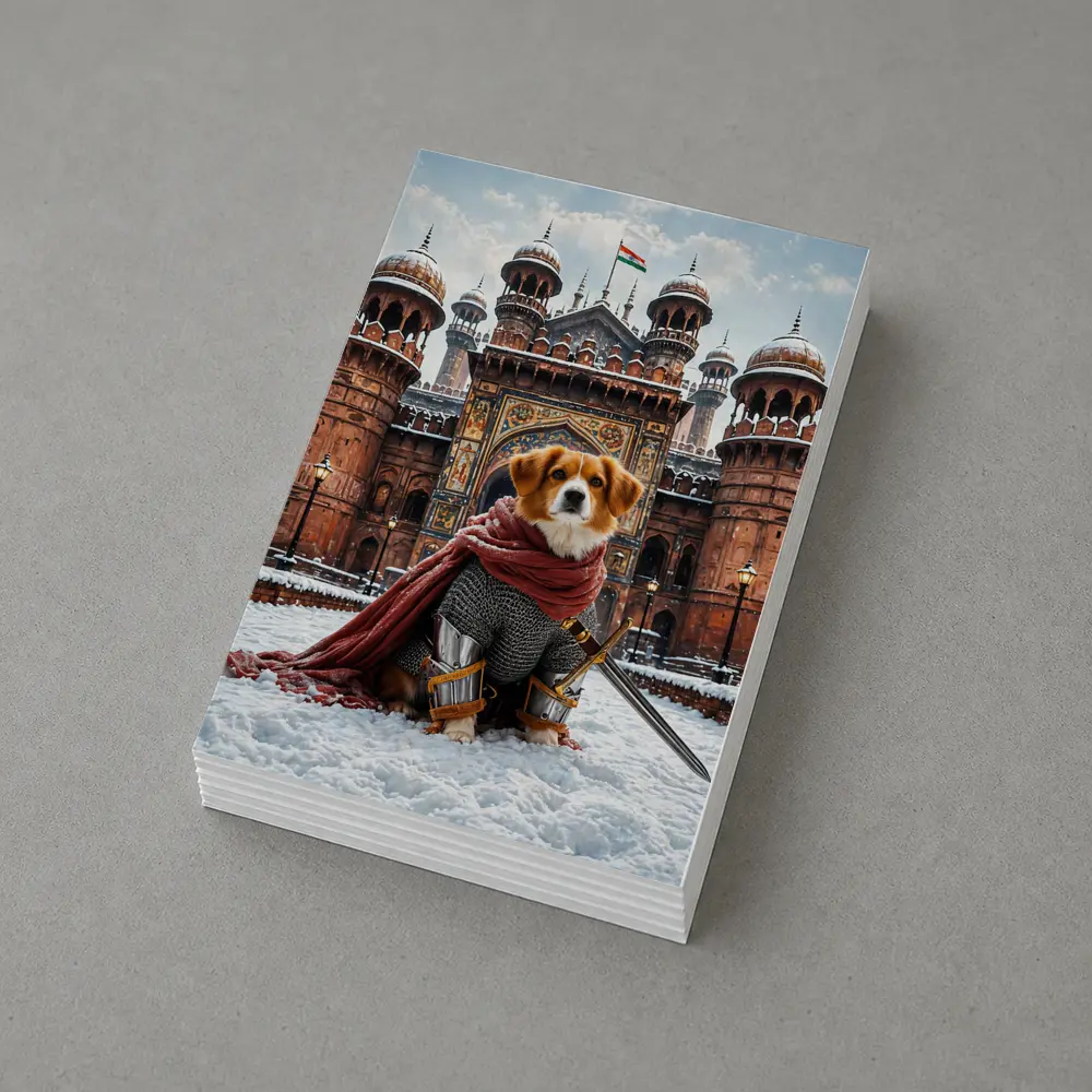 Knight Dog Warrior Indian Palace Winter Scene – Postcards