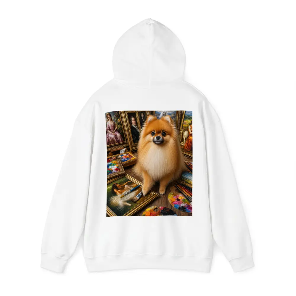 Pomeranian Dog Surrounded by Classic Paintings – Hoodies