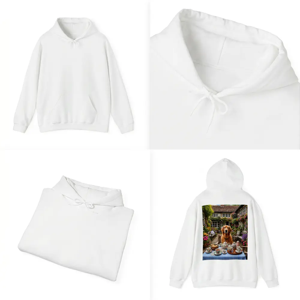Golden Retriever Afternoon Tea Cottage Garden – Hoodies