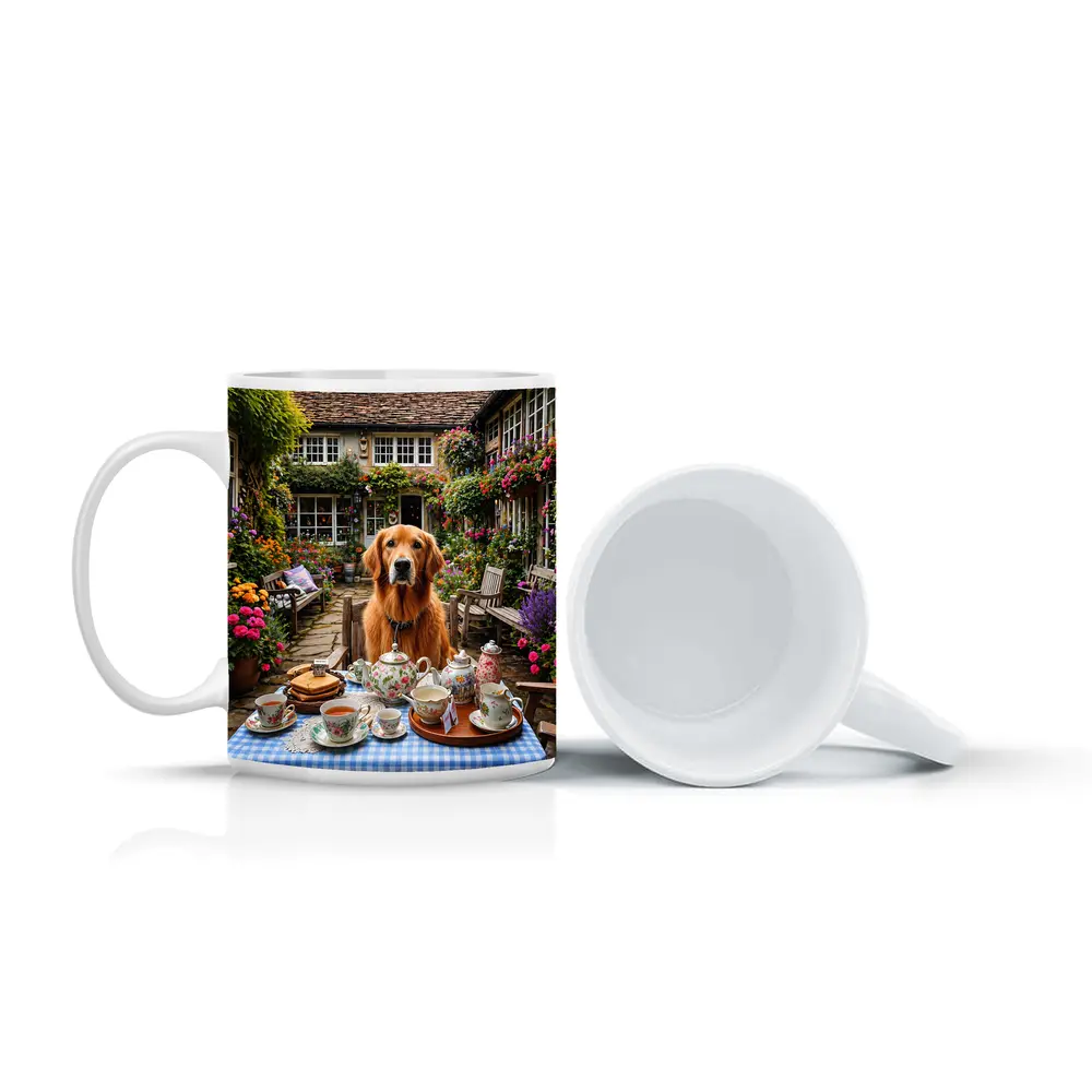 Golden Retriever Afternoon Tea Cottage Garden – Mugs